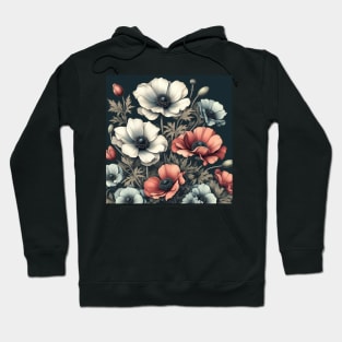 anemone and poppy flower pattern 3 Hoodie